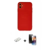 MARSİLYAN™- iPhone 11 Kılıf Ahenk Serisi - Siyah 3D Antistatik Mat Seramik Nano Ekran Koruyucu + Renkli Kamera Lens Koruma Cam - SI