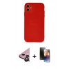 MARSİLYAN™- iPhone 11 Kılıf Ahenk Serisi - Siyah 3D Antistatik Mat Seramik Nano Ekran Koruyucu + Raze Metal Kamera Lens - SH