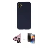MARSİLYAN™- iPhone 11 Kılıf Ahenk Serisi - Siyah 3D Antistatik Mat Seramik Nano Ekran Koruyucu + Raze Metal Kamera Lens - SH