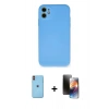 MARSİLYAN™- iPhone 11 Kılıf Ahenk Serisi - Siyah 3D Antistatik Mat Seramik Nano Ekran Koruyucu + Neon Fosforlu Kamera Lens - TU