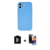 MARSİLYAN™- iPhone 11 Kılıf Ahenk Serisi - Siyah 3D Antistatik Mat Seramik Nano Ekran Koruyucu + PVD Metal Kamera Lens - TU