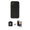MARSİLYAN™- iPhone 11 Kılıf Ahenk Serisi - Siyah 3D Antistatik Mat Seramik Nano Ekran Koruyucu + PVD Metal Kamera Lens - TU
