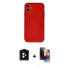 MARSİLYAN™- iPhone 11 Kılıf Ahenk Serisi - Siyah 3D Antistatik Mat Seramik Nano Ekran Koruyucu + PVD Metal Kamera Lens - TU