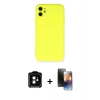 MARSİLYAN™- iPhone 11 Kılıf Ahenk Serisi - Siyah 3D Antistatik Mat Seramik Nano Ekran Koruyucu + PVD Metal Kamera Lens - TU