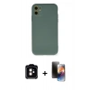 MARSİLYAN™- iPhone 11 Kılıf Ahenk Serisi - Siyah 3D Antistatik Mat Seramik Nano Ekran Koruyucu + PVD Metal Kamera Lens - TU