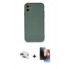 MARSİLYAN™- iPhone 11 Kılıf Ahenk Serisi - Siyah 3D Antistatik Mat Seramik Nano Ekran Koruyucu + Pers Alüminyum Kamera Lens - YL