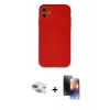 MARSİLYAN™- iPhone 11 Kılıf Ahenk Serisi - Siyah 3D Antistatik Mat Seramik Nano Ekran Koruyucu + Pers Alüminyum Kamera Lens - YL