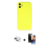 MARSİLYAN™- iPhone 11 Kılıf Ahenk Serisi - Siyah 3D Antistatik Mat Seramik Nano Ekran Koruyucu + Pers Alüminyum Kamera Lens - YL