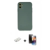 MARSİLYAN™- iPhone 11 Kılıf Ahenk Serisi - Siyah 3D Antistatik Mat Seramik Nano Ekran Koruyucu + Renkli Kamera Lens Koruma Cam - YL