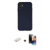 MARSİLYAN™- iPhone 11 Kılıf Ahenk Serisi - Siyah 3D Antistatik Mat Seramik Nano Ekran Koruyucu + Renkli Kamera Lens Koruma Cam - YL