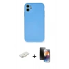 MARSİLYAN™- iPhone 11 Kılıf Ahenk Serisi - Siyah 3D Antistatik Mat Seramik Nano Ekran Koruyucu + Renkli Kamera Lens Koruma Cam - YL