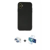 MARSİLYAN™- iPhone 11 Kılıf Ahenk Serisi - Siyah 3D Antistatik Seramik Nano Ekran Koruyucu + Pers Alüminyum Kamera Lens - GI
