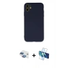 MARSİLYAN™- iPhone 11 Kılıf Ahenk Serisi - Siyah 3D Antistatik Seramik Nano Ekran Koruyucu + Pers Alüminyum Kamera Lens - GI