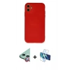 MARSİLYAN™- iPhone 11 Kılıf Ahenk Serisi - Siyah 3D Antistatik Seramik Nano Ekran Koruyucu + Raze Metal Kamera Lens - KI