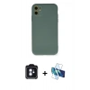 MARSİLYAN™- iPhone 11 Kılıf Ahenk Serisi - Siyah 3D Antistatik Seramik Nano Ekran Koruyucu + PVD Metal Kamera Lens - MI