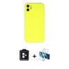 MARSİLYAN™- iPhone 11 Kılıf Ahenk Serisi - Siyah 3D Antistatik Seramik Nano Ekran Koruyucu + PVD Metal Kamera Lens - MI