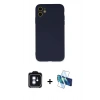 MARSİLYAN™- iPhone 11 Kılıf Ahenk Serisi - Siyah 3D Antistatik Seramik Nano Ekran Koruyucu + PVD Metal Kamera Lens - MI