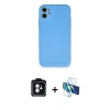 MARSİLYAN™- iPhone 11 Kılıf Ahenk Serisi - Siyah 3D Antistatik Seramik Nano Ekran Koruyucu + PVD Metal Kamera Lens - MI