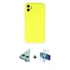 MARSİLYAN™- iPhone 11 Kılıf Ahenk Serisi - Siyah 3D Antistatik Seramik Nano Ekran Koruyucu + Raze Metal Kamera Lens - MI