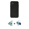 MARSİLYAN™- iPhone 11 Kılıf Ahenk Serisi - Siyah 3D Antistatik Seramik Nano Ekran Koruyucu + Raze Metal Kamera Lens - MI