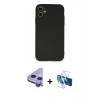 MARSİLYAN™- iPhone 11 Kılıf Ahenk Serisi - Siyah 3D Antistatik Seramik Nano Ekran Koruyucu + Raze Metal Kamera Lens - MR