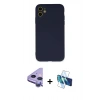 MARSİLYAN™- iPhone 11 Kılıf Ahenk Serisi - Siyah 3D Antistatik Seramik Nano Ekran Koruyucu + Raze Metal Kamera Lens - MR