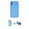 MARSİLYAN™- iPhone 11 Kılıf Ahenk Serisi - Siyah 3D Antistatik Seramik Nano Ekran Koruyucu + Neon Fosforlu Kamera Lens - YL