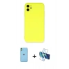 MARSİLYAN™- iPhone 11 Kılıf Ahenk Serisi - Siyah 3D Antistatik Seramik Nano Ekran Koruyucu + Neon Fosforlu Kamera Lens - YL