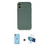 MARSİLYAN™- iPhone 11 Kılıf Ahenk Serisi - Siyah 3D Antistatik Seramik Nano Ekran Koruyucu + Neon Fosforlu Kamera Lens - YL
