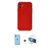 MARSİLYAN™- iPhone 11 Kılıf Ahenk Serisi - Siyah 3D Antistatik Seramik Nano Ekran Koruyucu + Neon Fosforlu Kamera Lens - YL