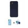 MARSİLYAN™- iPhone 11 Kılıf Ahenk Serisi - Siyah 3D Antistatik Seramik Nano Ekran Koruyucu + Neon Fosforlu Kamera Lens - YL