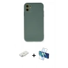 MARSİLYAN™- iPhone 11 Kılıf Ahenk Serisi - Siyah 3D Antistatik Seramik Nano Ekran Koruyucu + Renkli Kamera Lens Koruma Cam - SI