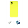 MARSİLYAN™- iPhone 11 Kılıf Ahenk Serisi - Siyah 3D Antistatik Seramik Nano Ekran Koruyucu + Renkli Kamera Lens Koruma Cam - SI