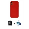 MARSİLYAN™- iPhone 11 Kılıf Ahenk Serisi - Siyah 3D Antistatik Seramik Nano Ekran Koruyucu + Turuncu PVD Metal Kamera Lens