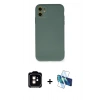 MARSİLYAN™- iPhone 11 Kılıf Ahenk Serisi - Siyah 3D Antistatik Seramik Nano Ekran Koruyucu + Turuncu PVD Metal Kamera Lens