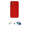 MARSİLYAN™- iPhone 11 Kılıf Ahenk Serisi - Siyah 3D Antistatik Seramik Nano Ekran Koruyucu + Renkli Kamera Lens Koruma Cam - TU