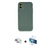 MARSİLYAN™- iPhone 11 Kılıf Ahenk Serisi - Siyah 3D Antistatik Seramik Nano Ekran Koruyucu + Pers Alüminyum Kamera Lens - YL