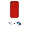 MARSİLYAN™- iPhone 11 Kılıf Ahenk Serisi - Siyah 3D Antistatik Seramik Nano Ekran Koruyucu + Pers Alüminyum Kamera Lens - YL