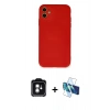 MARSİLYAN™- iPhone 11 Kılıf Ahenk Serisi - Siyah 3D Antistatik Seramik Nano Ekran Koruyucu + PVD Metal Kamera Lens - YL