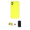 MARSİLYAN™- iPhone 11 Kılıf Ahenk Serisi - Siyah 6D Antistatik Mat Seramik Hayalet Nano Ekran Koruyucu + Rainbow Kamera Lens Koruma Cam - KI