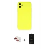 MARSİLYAN™- iPhone 11 Kılıf Ahenk Serisi - Siyah 6D Antistatik Mat Seramik Hayalet Nano Ekran Koruyucu + Pers Alüminyum Kamera Lens - KI