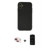 MARSİLYAN™- iPhone 11 Kılıf Ahenk Serisi - Siyah 6D Antistatik Mat Seramik Hayalet Nano Ekran Koruyucu + Pers Alüminyum Kamera Lens - KI