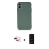 MARSİLYAN™- iPhone 11 Kılıf Ahenk Serisi - Siyah 6D Antistatik Mat Seramik Hayalet Nano Ekran Koruyucu + Pers Alüminyum Kamera Lens - KI