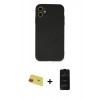 MARSİLYAN™- iPhone 11 Kılıf Ahenk Serisi - Siyah 6D Antistatik Mat Seramik Hayalet Nano Ekran Koruyucu + Rainbow Kamera Lens Koruma Cam - KI