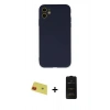 MARSİLYAN™- iPhone 11 Kılıf Ahenk Serisi - Siyah 6D Antistatik Mat Seramik Hayalet Nano Ekran Koruyucu + Rainbow Kamera Lens Koruma Cam - KI