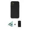 MARSİLYAN™- iPhone 11 Kılıf Ahenk Serisi - Siyah 6D Antistatik Mat Seramik Hayalet Nano Ekran Koruyucu + Raze Metal Kamera Lens - MI