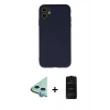 MARSİLYAN™- iPhone 11 Kılıf Ahenk Serisi - Siyah 6D Antistatik Mat Seramik Hayalet Nano Ekran Koruyucu + Raze Metal Kamera Lens - MI