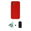MARSİLYAN™- iPhone 11 Kılıf Ahenk Serisi - Siyah 6D Antistatik Mat Seramik Hayalet Nano Ekran Koruyucu + Raze Metal Kamera Lens - MI