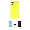 MARSİLYAN™- iPhone 11 Kılıf Ahenk Serisi - Siyah 6D Antistatik Mat Seramik Hayalet Nano Ekran Koruyucu + Neon Fosforlu Kamera Lens - MI