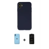MARSİLYAN™- iPhone 11 Kılıf Ahenk Serisi - Siyah 6D Antistatik Mat Seramik Hayalet Nano Ekran Koruyucu + Neon Fosforlu Kamera Lens - MI